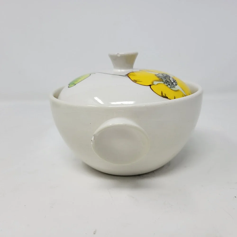 Mancioli Italy Vintage Floral Ceramic Lidded‎ Soup Rice Bowls Set of 4